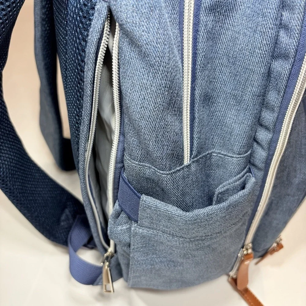 BabbleRoo Diaper Bag Backpack Blue Large Multi Pocket Baby Bag Changing Pad‎